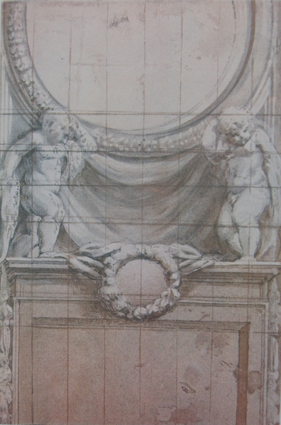Design for an Architectural Decoration:Two Boys holding up an empty Circular Frame